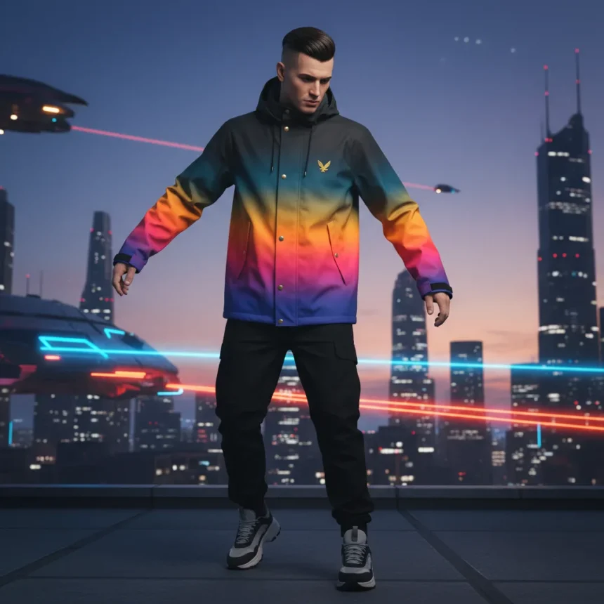 Lyle & Scott heat-reactive shell jacket revives 90s Hypercolor trend — AI-generated illustration