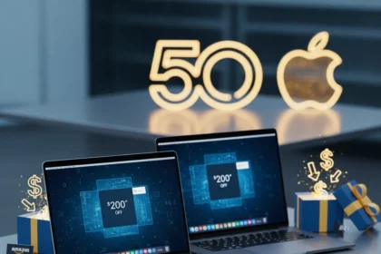MacBook Pro M5 deals hit all-time lows during Apple's 50th anniversary — AI-generated illustration