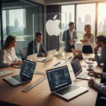 Why MacBooks went from oddball choice to workplace standard — AI-generated illustration