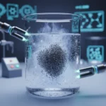 Magnetic microrobots tackle invisible plastic dust in drinking water — AI-generated illustration