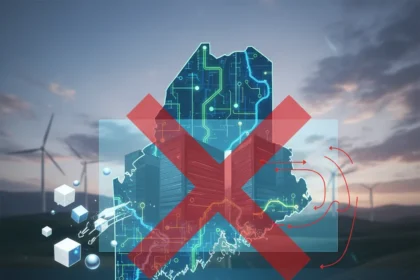Maine's data center ban signals shift in state power politics — AI-generated illustration