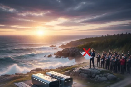 Maine governor blocks first US data center moratorium — AI-generated illustration