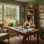 Marie-Alice Harel's nature-inspired home office redefines creative workspace — AI-generated illustration