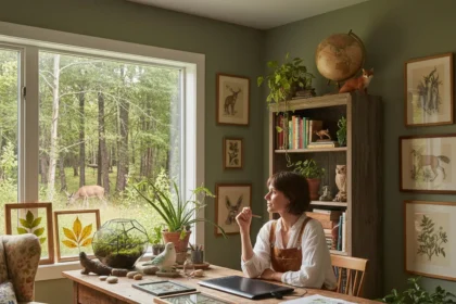 Marie-Alice Harel's nature-inspired home office redefines creative workspace — AI-generated illustration