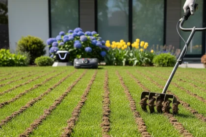 May lawn aeration: the one step that transforms summer grass — AI-generated illustration