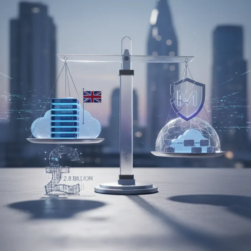 Microsoft faces $2.8 billion UK lawsuit for cloud licensing abuse — AI-generated illustration