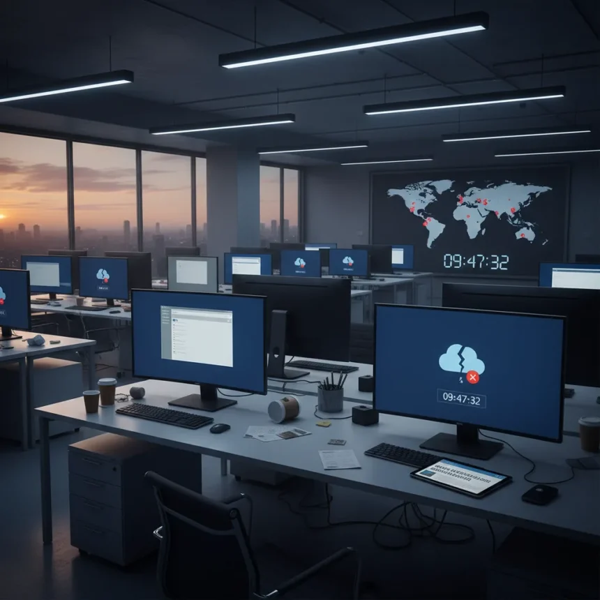 Microsoft 365 outage grinds business operations to halt — AI-generated illustration