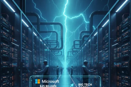 Microsoft's $25 billion AI spending surge signals infrastructure arms race — AI-generated illustration