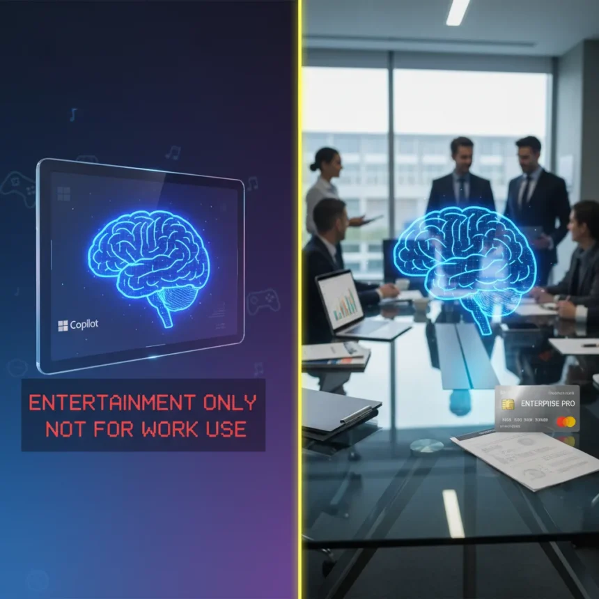 Microsoft Copilot's 'Entertainment Only' Warning Contradicts Enterprise Push — AI-generated illustration