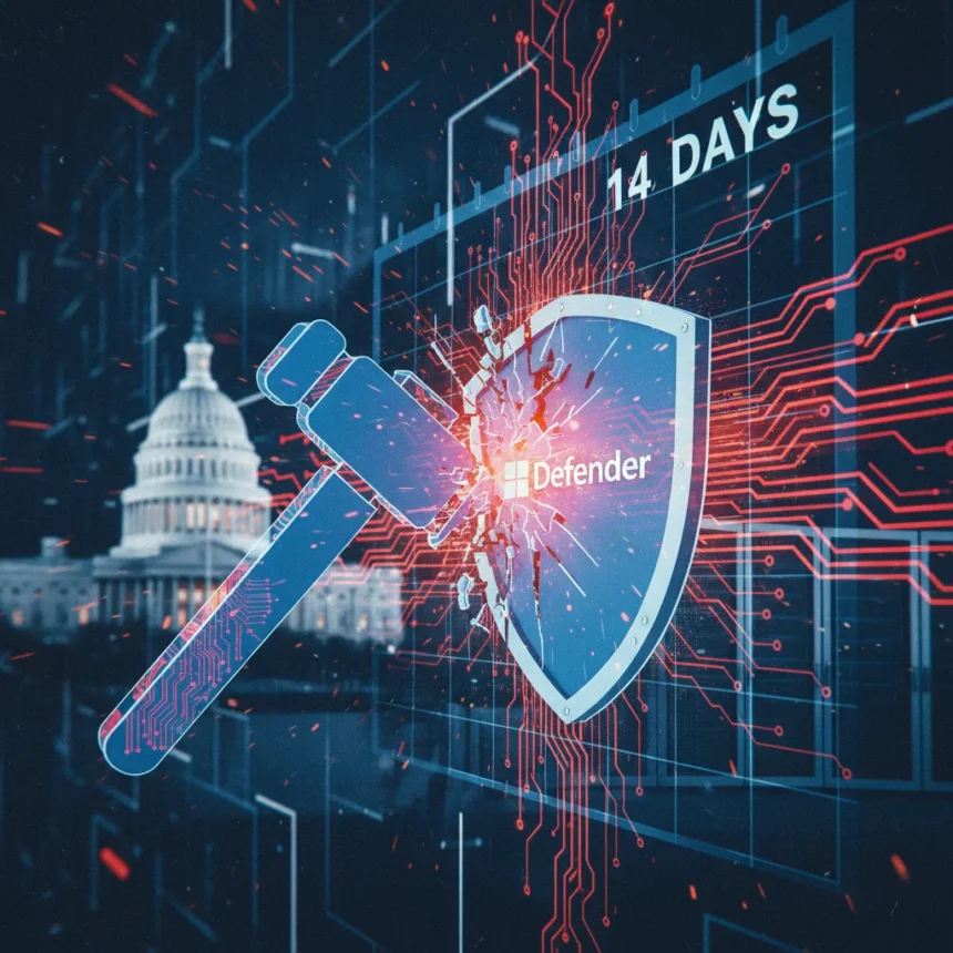 Microsoft Defender BlueHammer zero-day escalates federal security crisis — AI-generated illustration