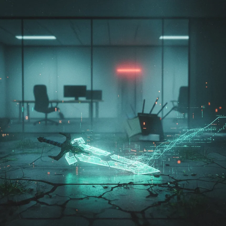 Microsoft's 2023 Halo layoffs destroyed post-launch development — AI-generated illustration