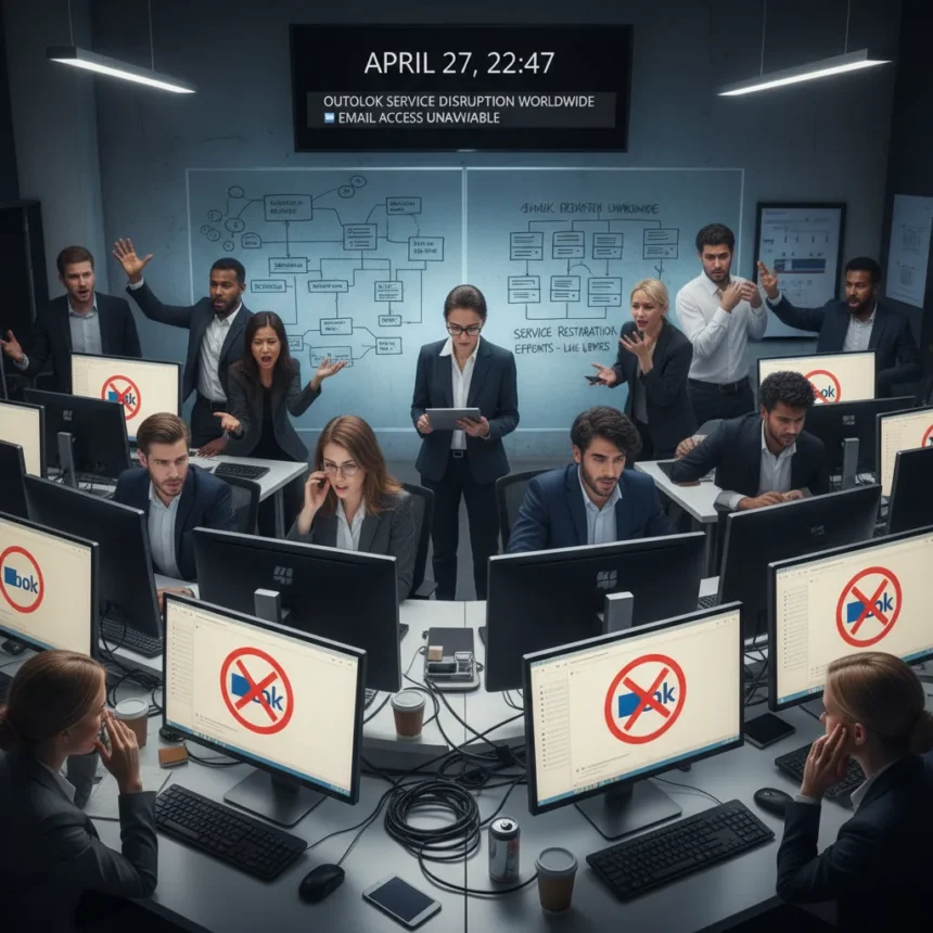 Microsoft Outlook outage leaves users scrambling April 27 — AI-generated illustration