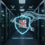 Microsoft account suspensions block Windows security patches — AI-generated illustration