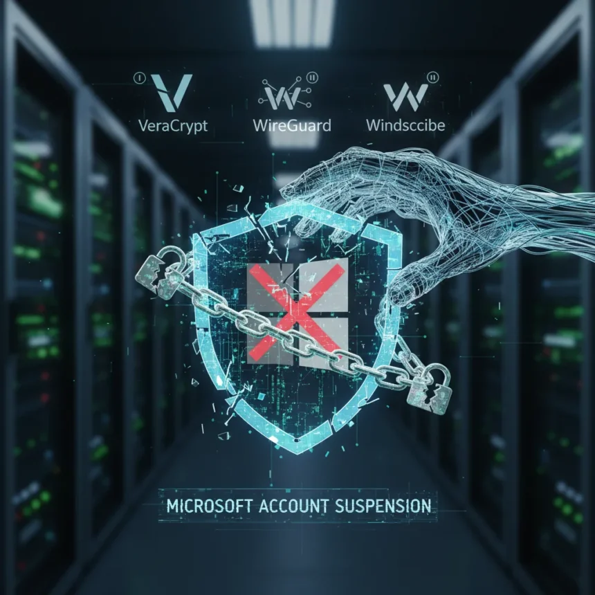 Microsoft account suspensions block Windows security patches — AI-generated illustration