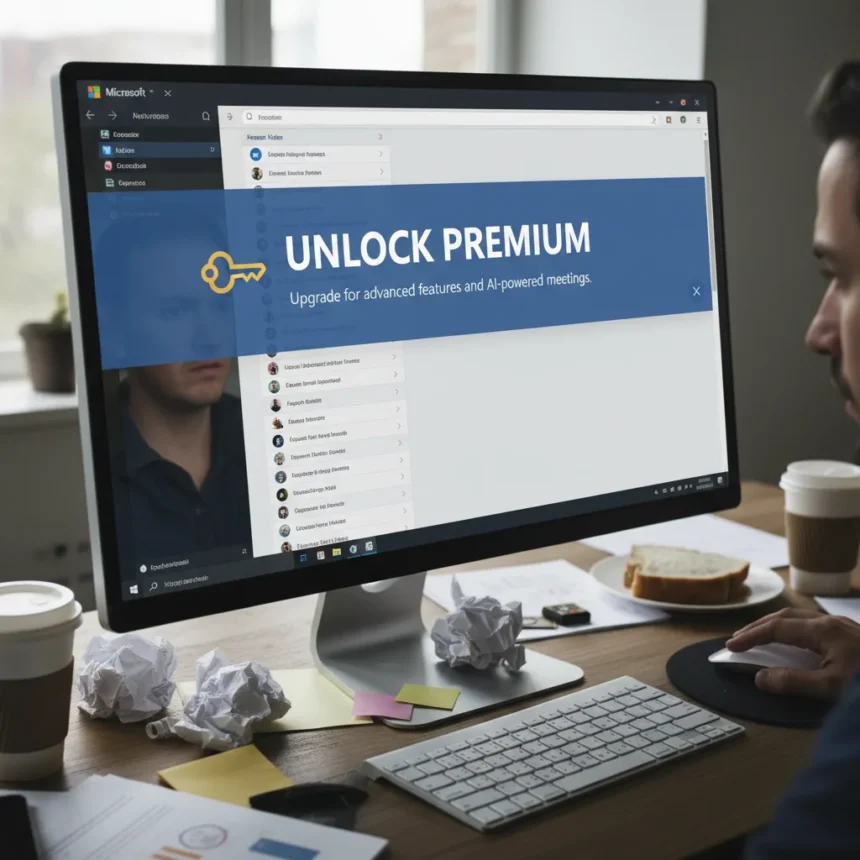 Microsoft Teams Premium banner sparks UX design backlash — AI-generated illustration