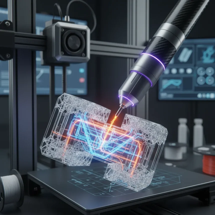 Microwave 3D printing tech finally solves decade-old electronics barrier — AI-generated illustration