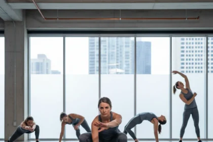 Mobility coach's 5-move flow builds strength without weights — AI-generated illustration