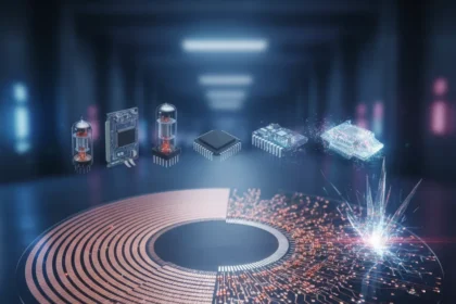 Moore's Law at 60: The Physics That Defined Computing — AI-generated illustration