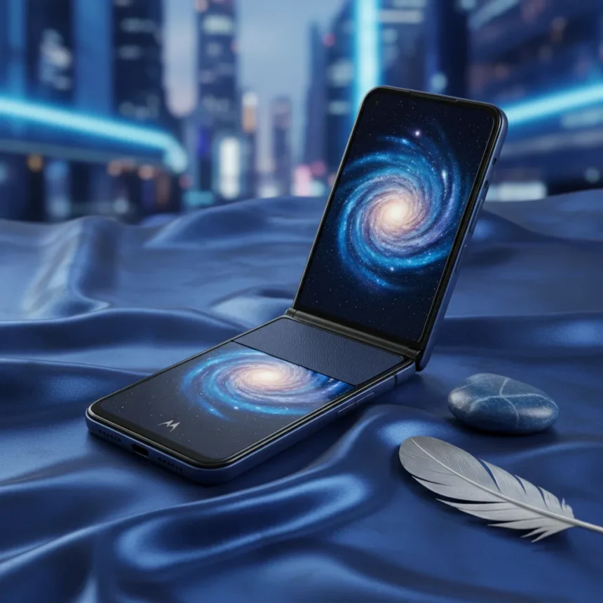 Motorola Razr Ultra 2026 colors: Orient Blue or Cocoa? — AI-generated illustration