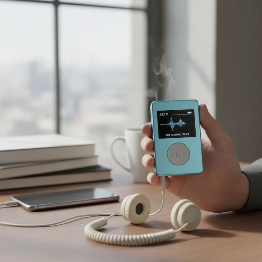 Cheap MP3 players are the phone detox you didn't know you needed — AI-generated illustration