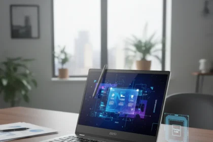 MSI Prestige 14 Flip AI+ Delivers MacBook Performance in a 2-in-1 — AI-generated illustration