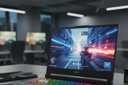 MSI RTX 5080 gaming laptop hits $2,000 with 240Hz QHD+ screen — AI-generated illustration