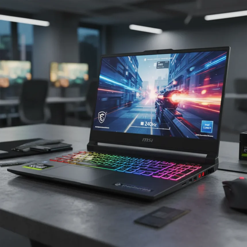 MSI RTX 5080 gaming laptop hits $2,000 with 240Hz QHD+ screen — AI-generated illustration