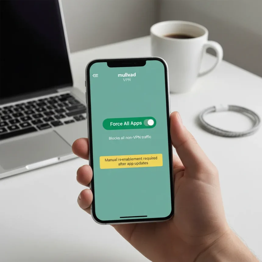 Mullvad iOS VPN's Force All Apps Feature Solves a Real Problem — AI-generated illustration