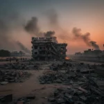 Myanmar's scam compound bombing exposes the dark side of border tech crime — AI-generated illustration