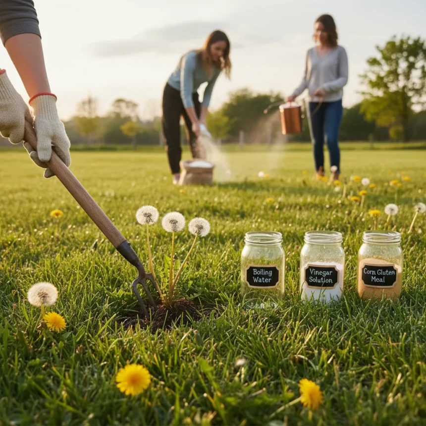 Natural dandelion removal methods beat chemicals for lawn care — AI-generated illustration