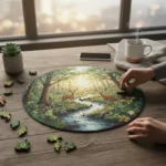 Nature jigsaw puzzles beat doomscrolling for stress relief — AI-generated illustration