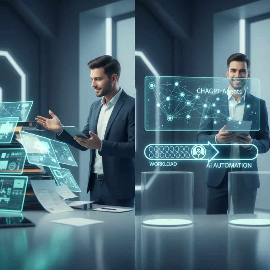 Naval Ravikant's leverage rule cuts workload in half with AI — AI-generated illustration