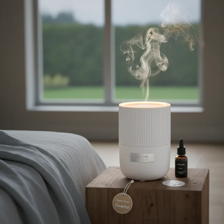 NEOM Wellbeing Pod luxury oil diffuser wins repeat buyers — AI-generated illustration