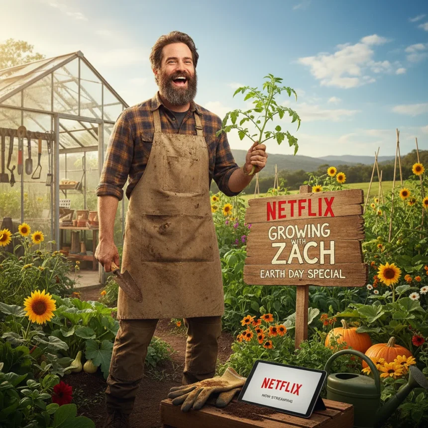 Netflix's Zach Galifianakis gardening show blooms just in time for Earth Day — AI-generated illustration