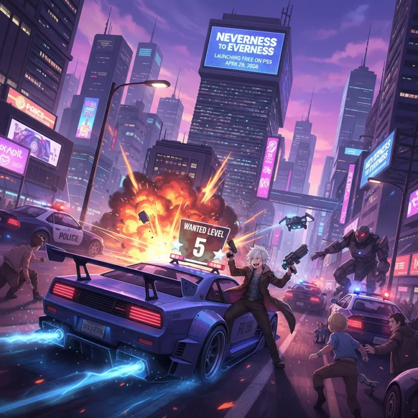 Neverness to Everness launches free on PS5 with GTA-style chaos — AI-generated illustration