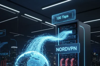 NordVPN's 100 Tbps capacity solves peak-time slowdowns — AI-generated illustration