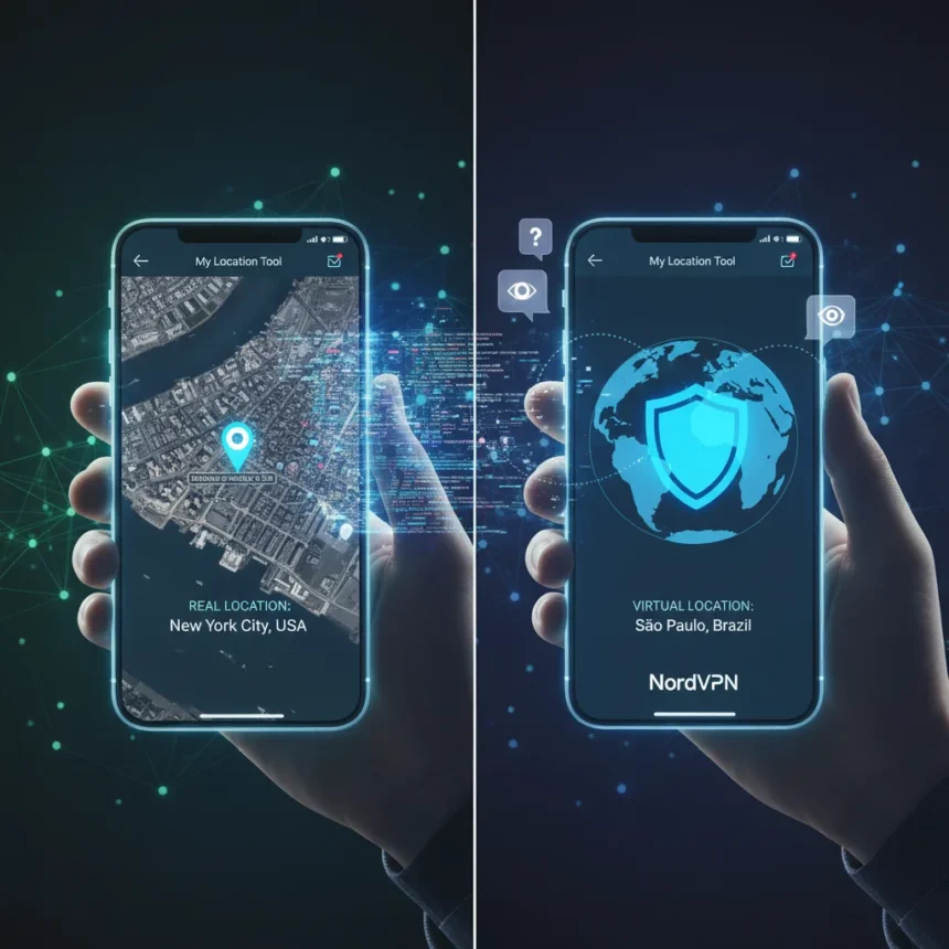 NordVPN's My Location Tool Shows What Websites Know About You — AI-generated illustration