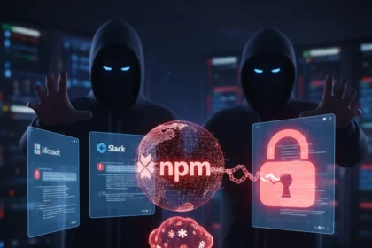 North Korean hackers used Teams and Slack to compromise Axios npm package — AI-generated illustration