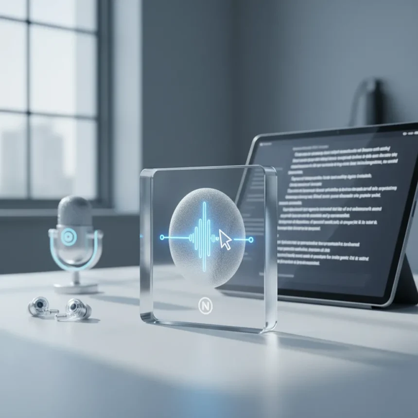 Nothing Essential Voice fixes what speech-to-text broke — AI-generated illustration