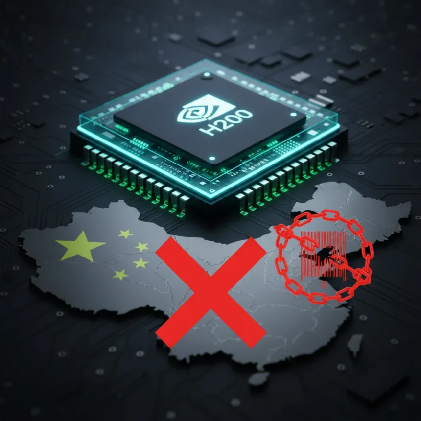 Nvidia H200 sales to China remain blocked despite U.S — AI-generated illustration