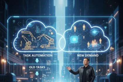 AI job displacement fears miss the real story, Nvidia CEO argues — AI-generated illustration