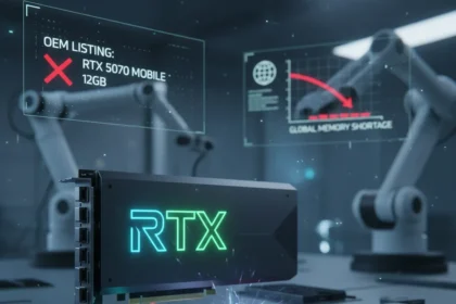 NVIDIA RTX 5070 Mobile 12GB Rumor Exposes the Real VRAM Crisis — AI-generated illustration