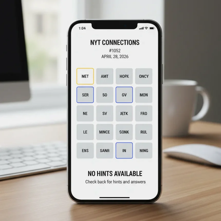 NYT Connections Game #1052: No Hints Available — AI-generated illustration