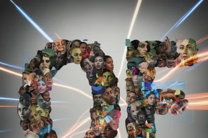 OFFF 2026 visual identity harvests real human faces for collaborative aesthetic — AI-generated illustration