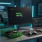 Original Xbox dashboard reverse-engineered for PC preservation — AI-generated illustration