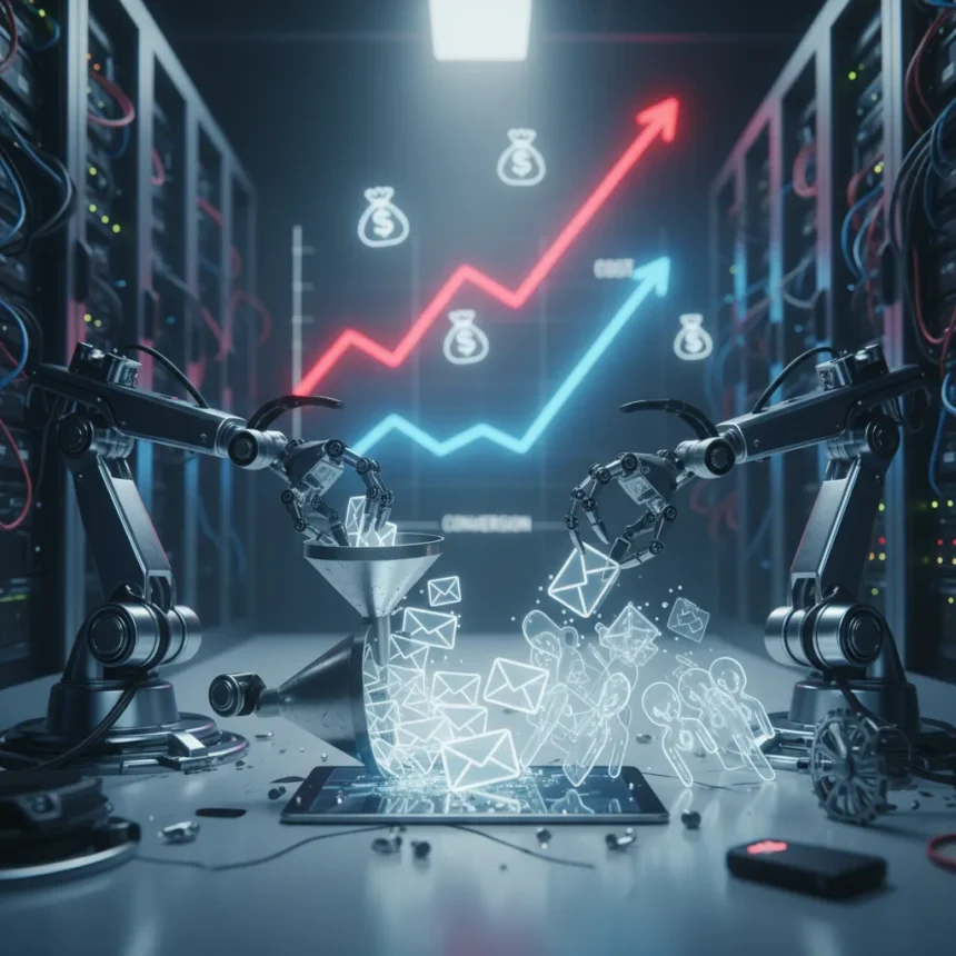 Over-automating sales outreach costs more than you save — AI-generated illustration