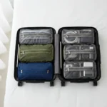 Packing cubes transform chaotic suitcases into organized travel — AI-generated illustration