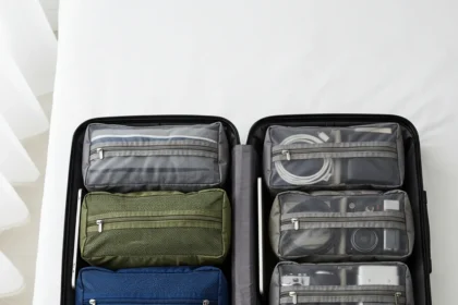 Packing cubes transform chaotic suitcases into organized travel — AI-generated illustration