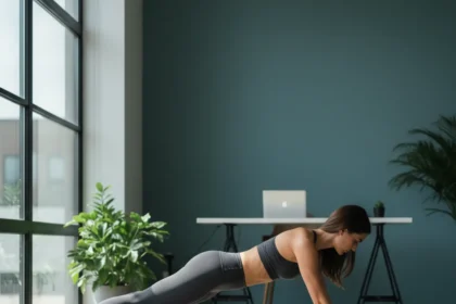 Pilates ab rollout exercise builds core strength without equipment — AI-generated illustration