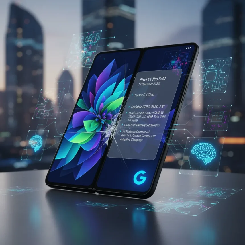 Pixel 11 Pro Fold specs leak via Android 17 preview build — AI-generated illustration